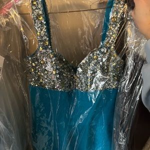 Sherri Hill Turquoise Sequin Bandage Dress